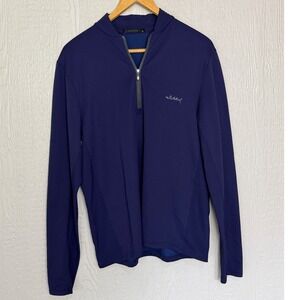 Greyson Whitetail Mens Quarter Zip Pullover Navy Blue Golf Sweater Size M EUC